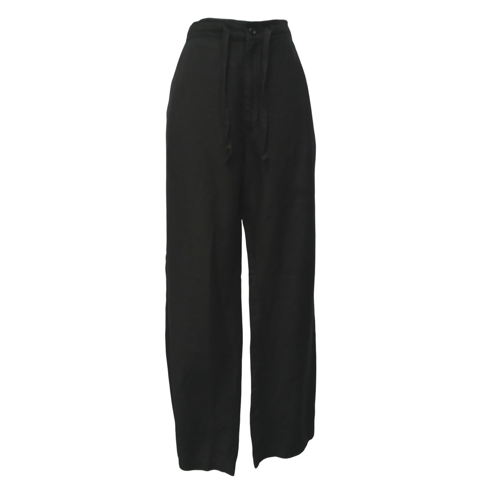 Cubavera Black Linen‎ Blend Drawstring Straight Leg Pants Womens Medium